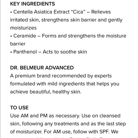 Dr. Belmeur Cica Recovery Cream 1.7 fl. Oz. NWT - Picture 3 of 4